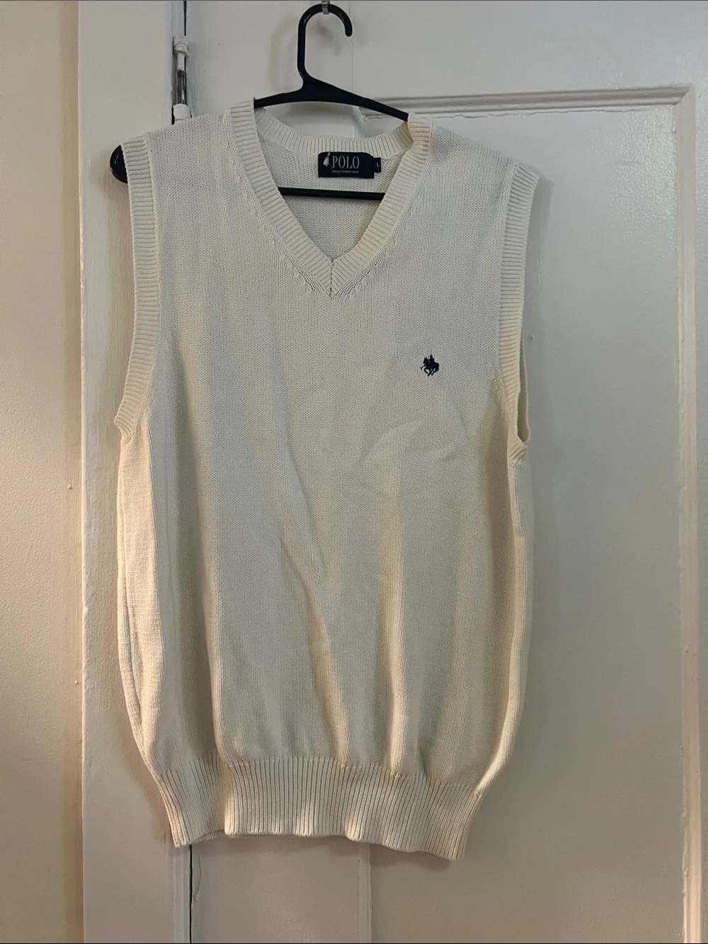 Polo by Ralph Lauren Cream V-Neck Sweater Vest with Navy Pony - Picture 1 of 5
